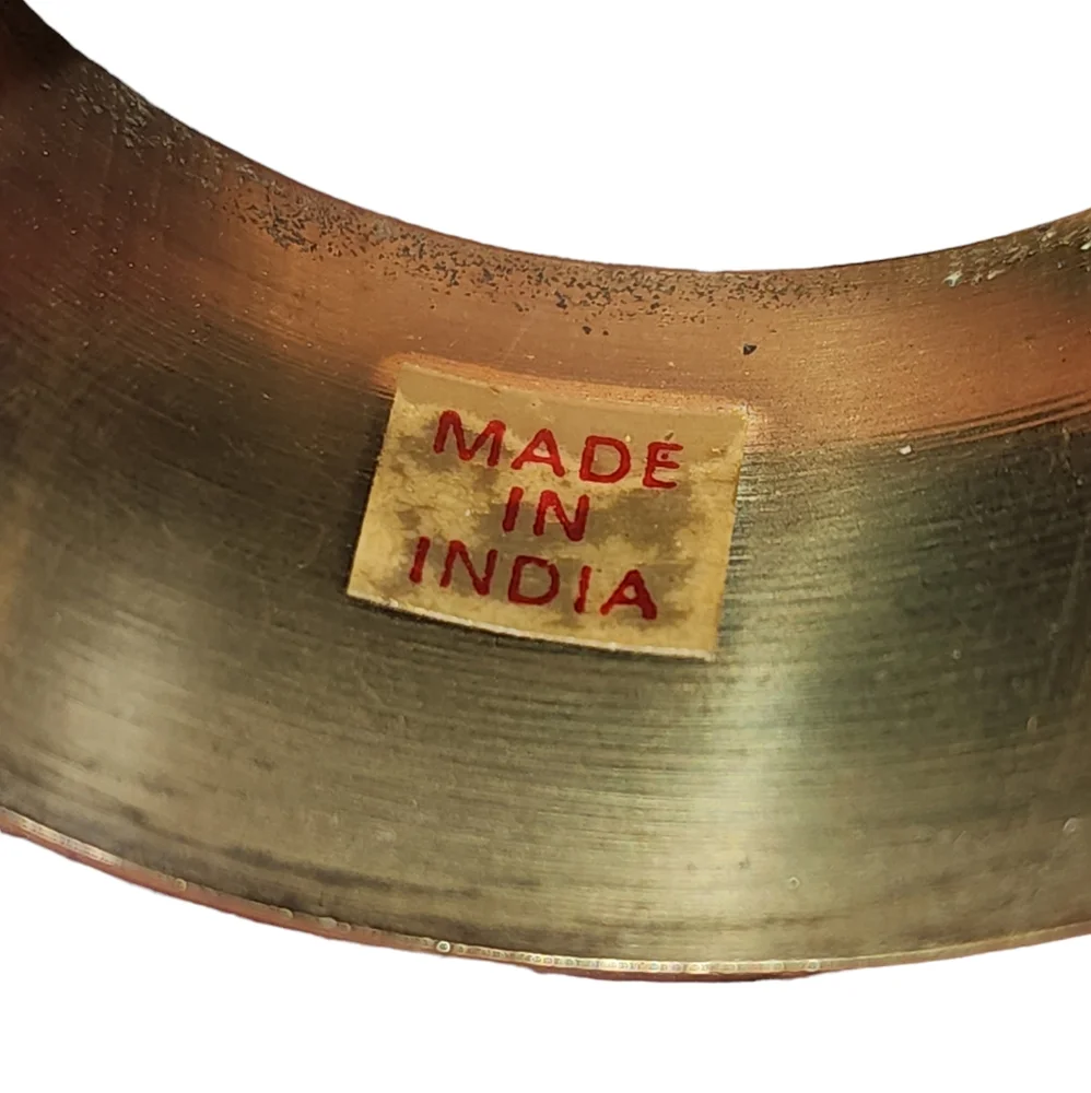 Vintage Made In India Set of‎ 6 Solid Brass Oval Napkin Rings 2